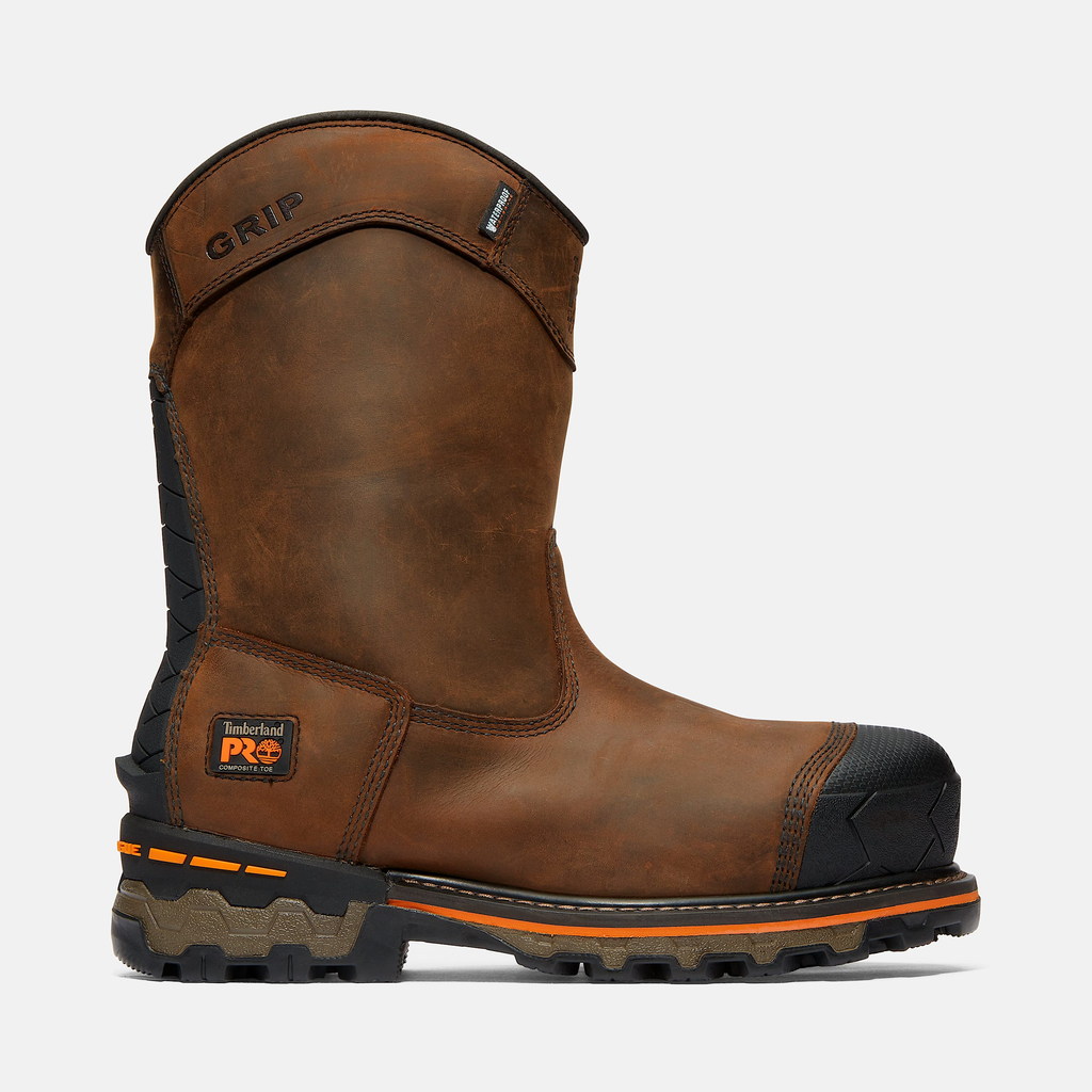 Mens Boondock Waterproof Pull-On Comp-Toe Work Boot