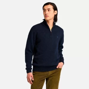 Mens Twisted Yarn Quarter-Zip Sweater