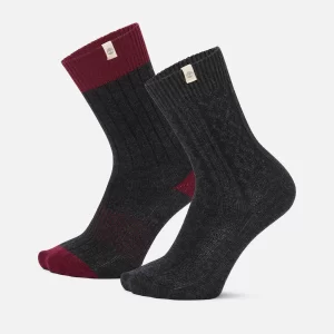 Mens Timberland? 2-Pack Cushioned Cable Knit Crew Sock