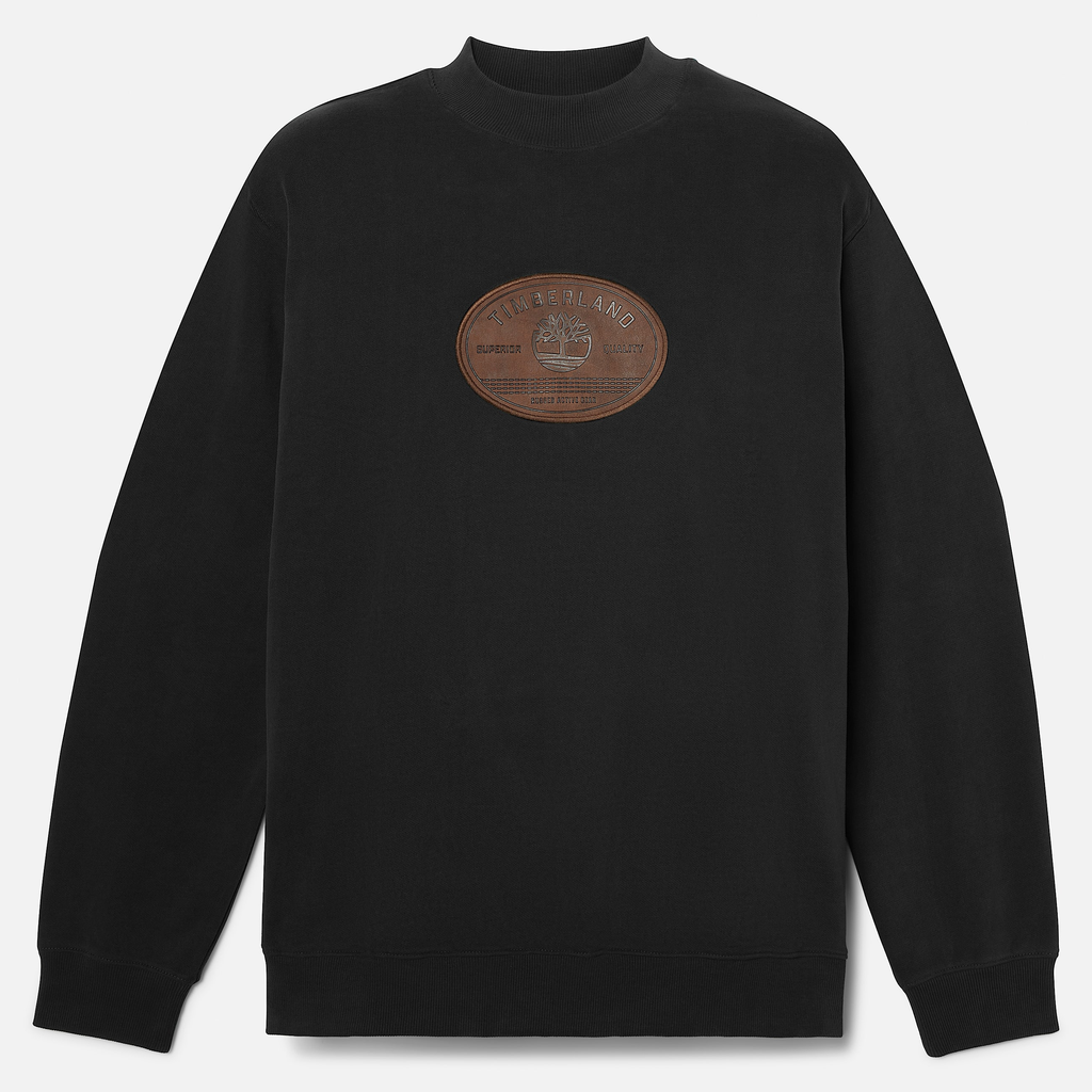 Mens Leather Badge Crewneck Sweatshirt - Image 4