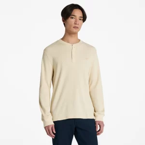 Mens Wharf River Waffle Henley Long-Sleeve Polo Shirt